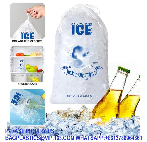 10 Lb. Plastic Drawstring Ice Bags 12 X 21 Inch Heavy-Duty Plastic Ice Bags With Plastic Drawstring (2mil Thickness)