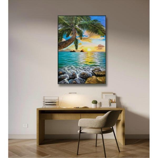 Pinturas a óleo feitos a mão do Seascape das palmeiras da lona para a decoração da casa