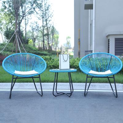 Outdoor PE Rattan tecido cadeira de mesa de café venda a quente melhor design colorido mobiliário conjunto temperado vidro mesa
