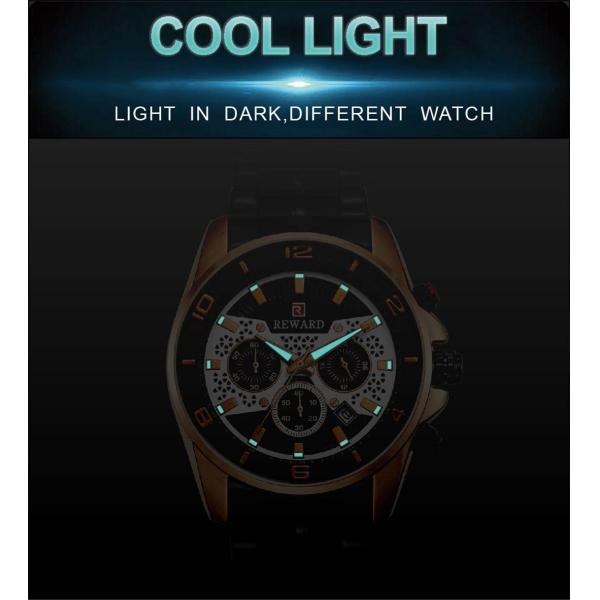 REWARD Quartz Mens Stainless Steel Watches , Analog Sports Wrist Watch Alloy Case