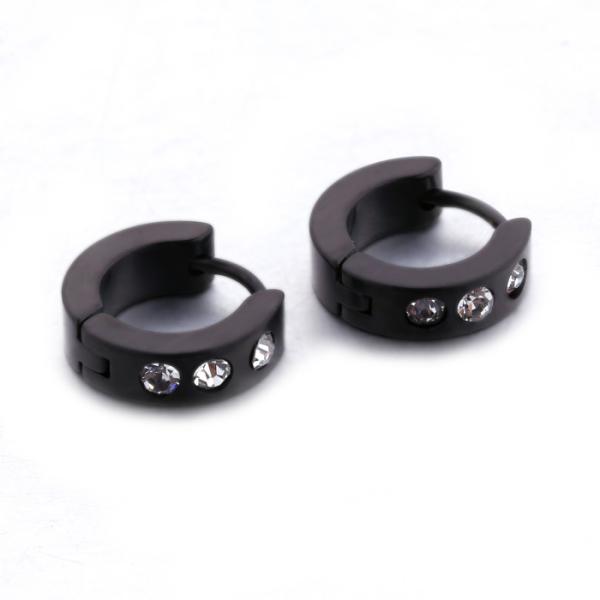 Custom CZ Earring Jewelry Hopp Earrings Black Plated Studs Circle Clip on Earrings