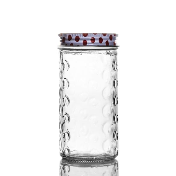Custom made Big Wavelet dot  Shape glass juice jar mason jar with llid and straw