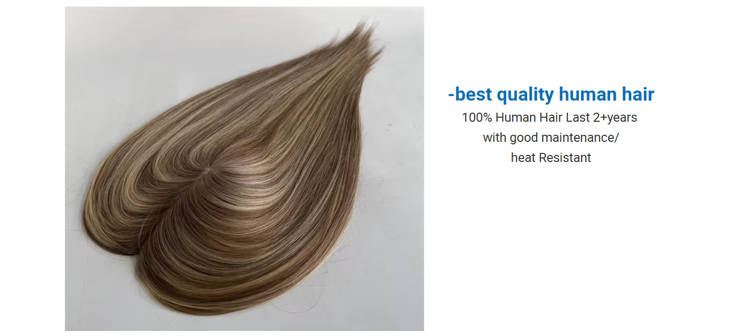 Custom Silicone Human Hair Topper with Medical Grade Silicone Perimeter clear Bottom