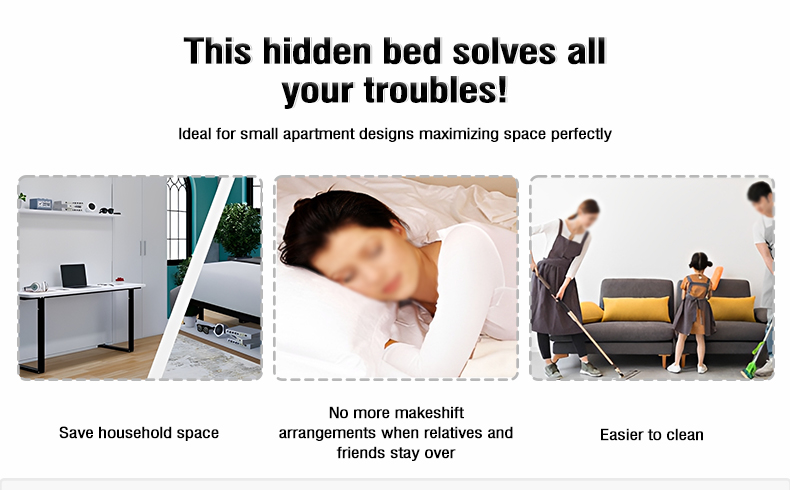 Hardware Accessories for Modern Furniture Desk Murphy Wall Bed Frame Space-saving Hidden Bed for Small Houses