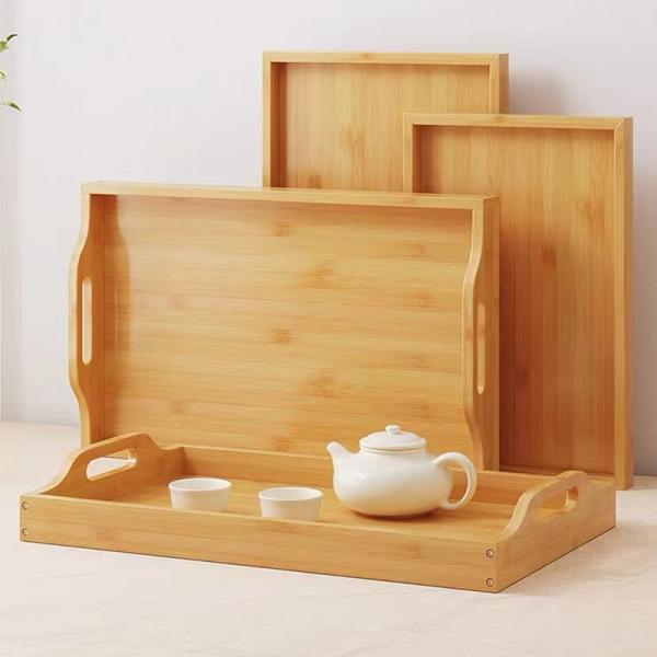 Bamboo set of 3 Large Serving Tray for Coffee Food Breakfast Dinner
