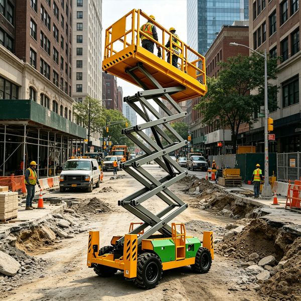 4WD Offroad Scissor Electric Platform Lift Single Person UKCA Certificated
