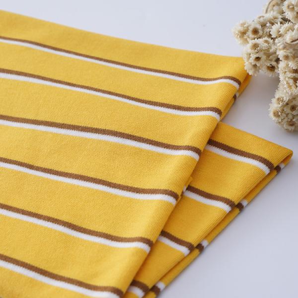 Удобная для кожи двойная вязаная ткань Полосатый хлопок для повседневного ношения