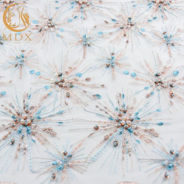 Poliéster Sparkly da tela 20% do laço da lantejoula do bordado do tule para vestidos das mulheres