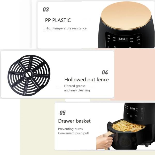 One Touch Digital Control Air Fryer No Oil Needed Perfect for Party Plastic Home-appliance