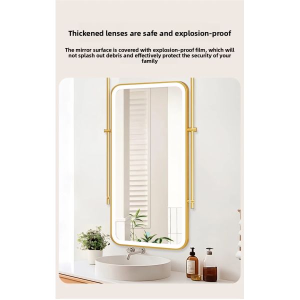 Modern European Intelligent Stainless Rectangle Frame Makeup Creative Hotel Apartment Washroom Hanging Floating IP44 Touch