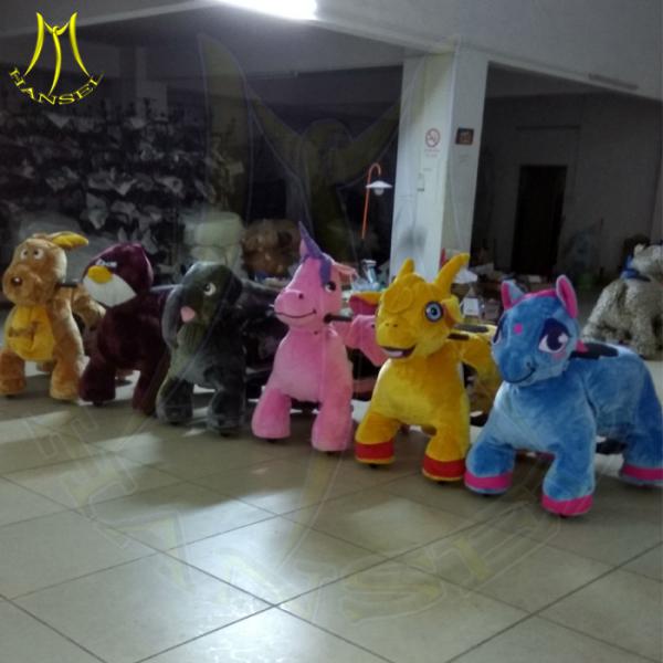 Hansel coin operated horse ride stuffed animal unicorn on wheels kids 4 wheel animal bikes kiddie ride small train