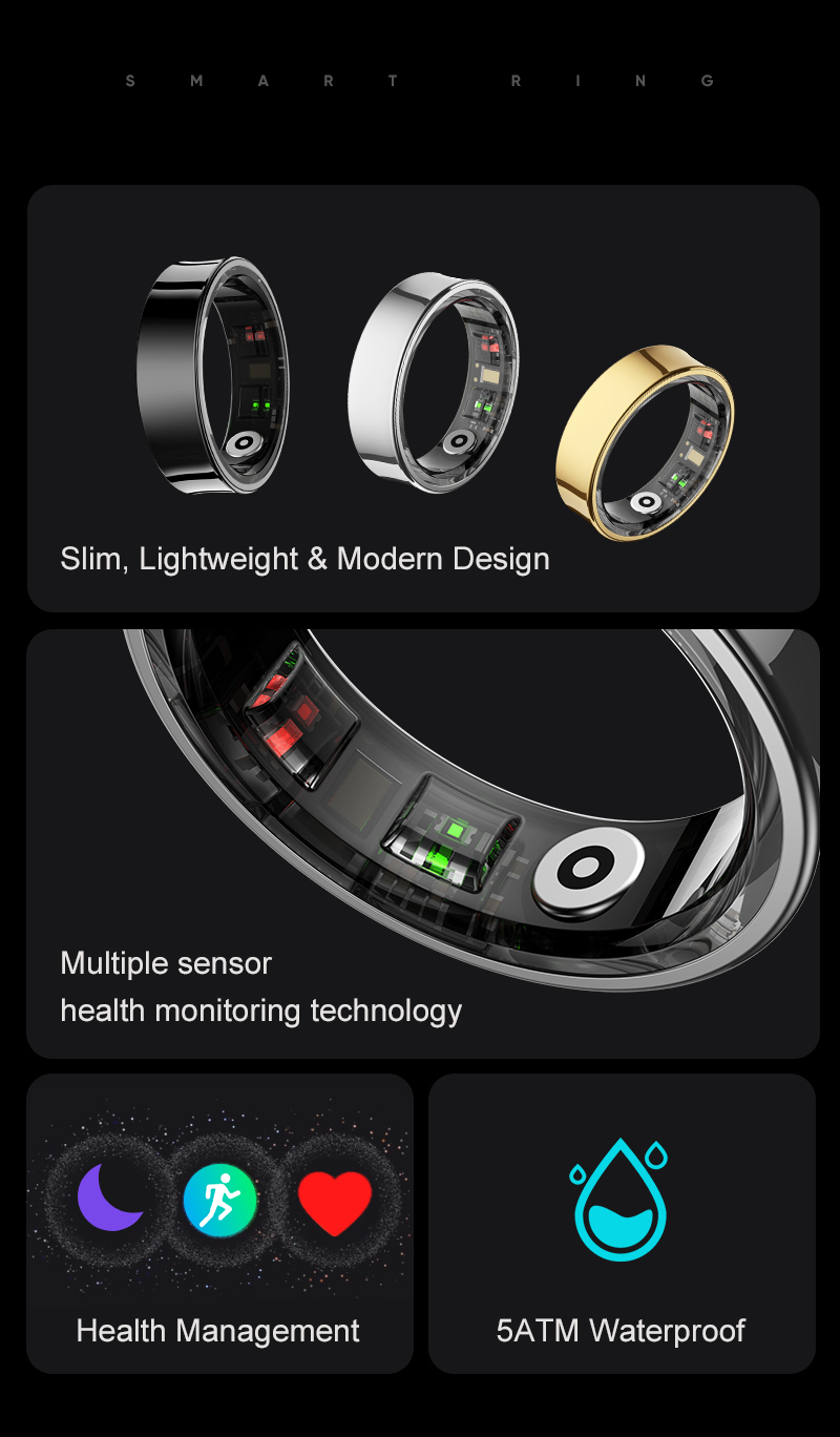 Eraysun Ours Smart Rings Waterproof Women R09 Fitness Tracker Pressure Remote Control Health 2025 Smart Ring for Men