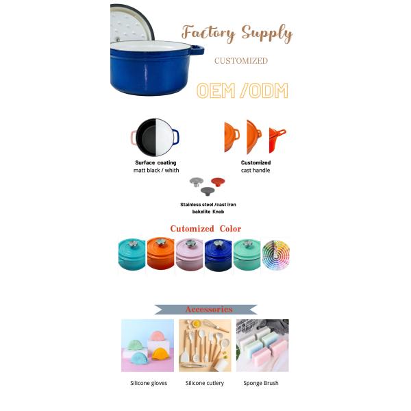 Colorful Enameled Cast Iron Dutch Oven 18/20/22/24/26cm