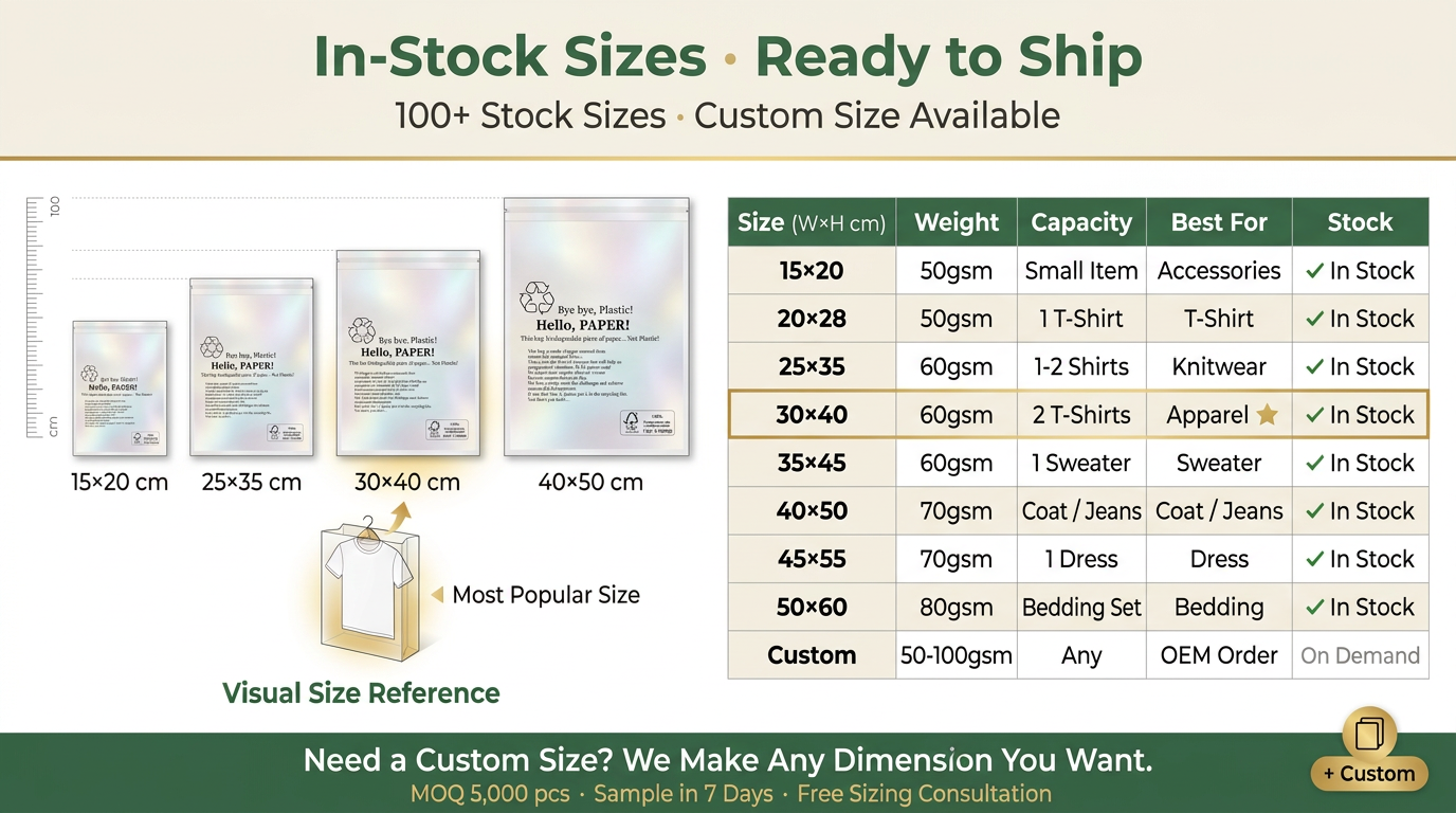 Luxury Zero Plastic Glassine Bag Eco-Conscious Green for Certified Recyclable Apparel Packaging Clothing EU Compliant Garment