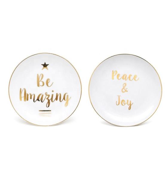 Dessert White Custom Porcelain Plates Ceramic Plate Printing Designs for Christmas
