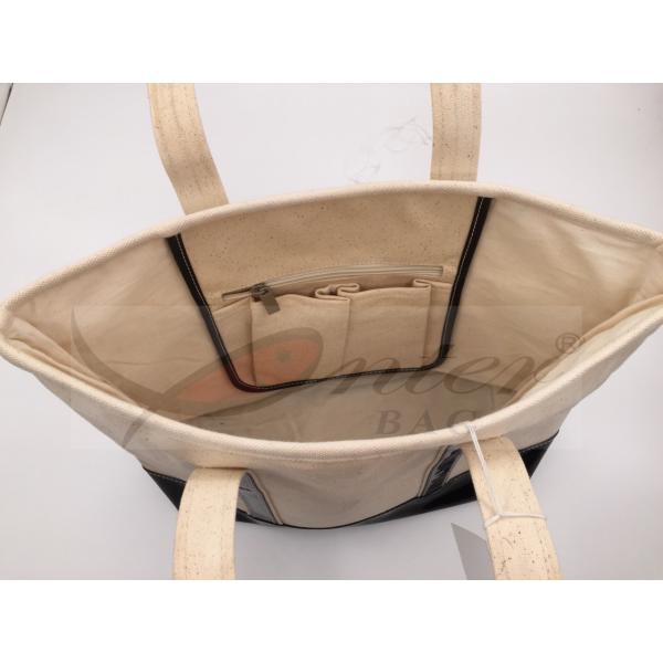 Beige Canvas Washable Tote Bag , Personalized Canvas Tote Bags 32*29.5*13.5 Cm