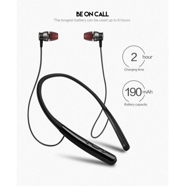 Metal Housing TPE Magnetic Neckband Earphones 9h 190mAH Battery