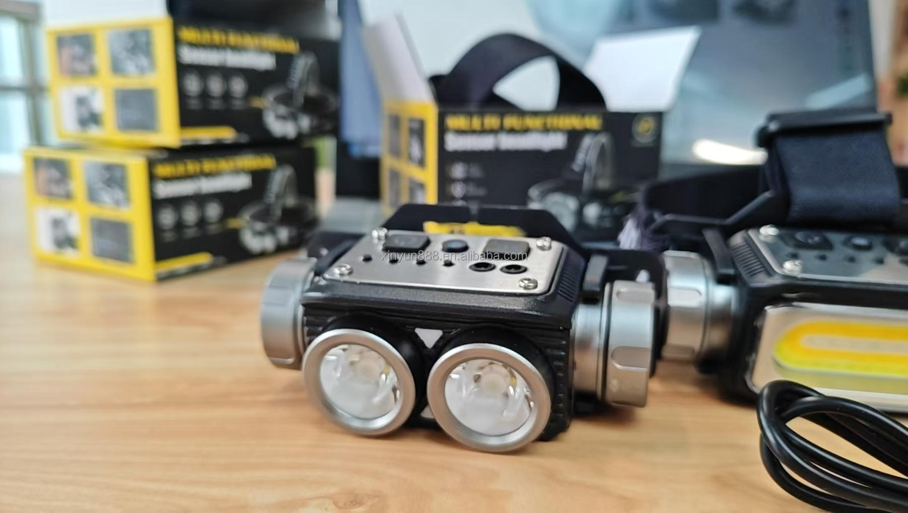 Cross-border Source Rotating Focusing COB LED Memory Dual Light Source Strong Light Sensing Head Lamp Charging Head Lamp