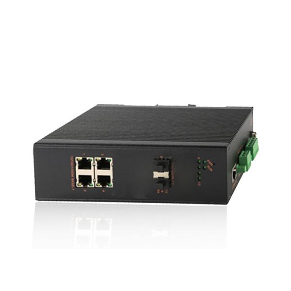 Corrugated Housing Gigabit Fiber Optic Network Switch With 4 RJ45 2 SFP For Outdoor