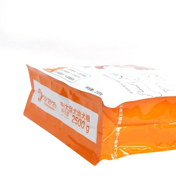 Flat Bottom Aluminum Foil Packaging Bags Laminated Pouch 8 Side Seal Pet Dog Food Pack