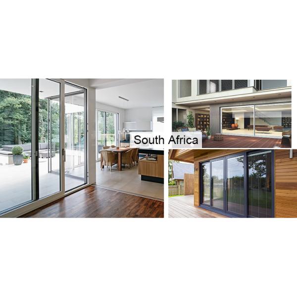 Grandsea Factory Direct High Quality Porte Wooden Grain Waterproof External Aluminum Sliding Double Tempered Glass Doors