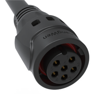 6pin Black M19 Waterproof Connector 15A Solder Overmolded Aluminum Alloy Shell Nylon IP67