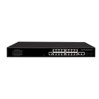 16 puertos Gigabit Puesta en marcha PoE Switch Comercial 1U Rack 300W Con 2 SFP / RJ45 enlace ascendente