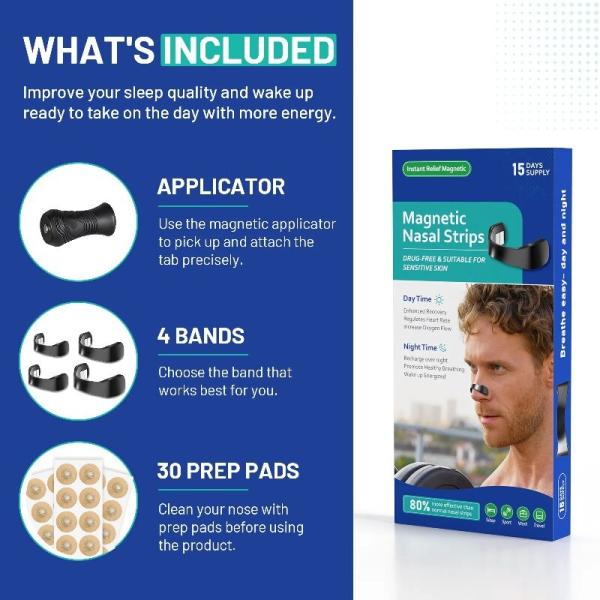 Magnetic Nasal Strips Breathe Easier and Snore Less with Nose Dilator