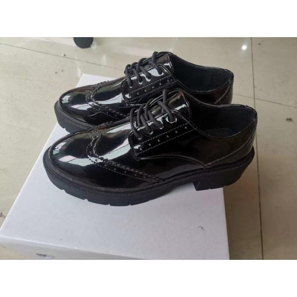 Vintage Balck PU Leather Shoes Patent Leather Oxfords Womens