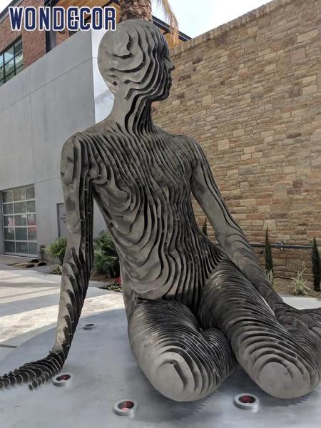 Customized Outdoor Metal Decoration Sliced Man Stainless Steel Sculpture