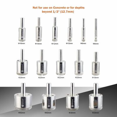 15 PCS Hollow Diamond Core Bit Set , Diamond Hole Saw Set For Glass Tile