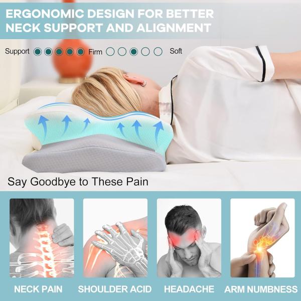 Anti-Static Memory Foam Cervical Pillow for Neck Pain Relief and Cradles Design