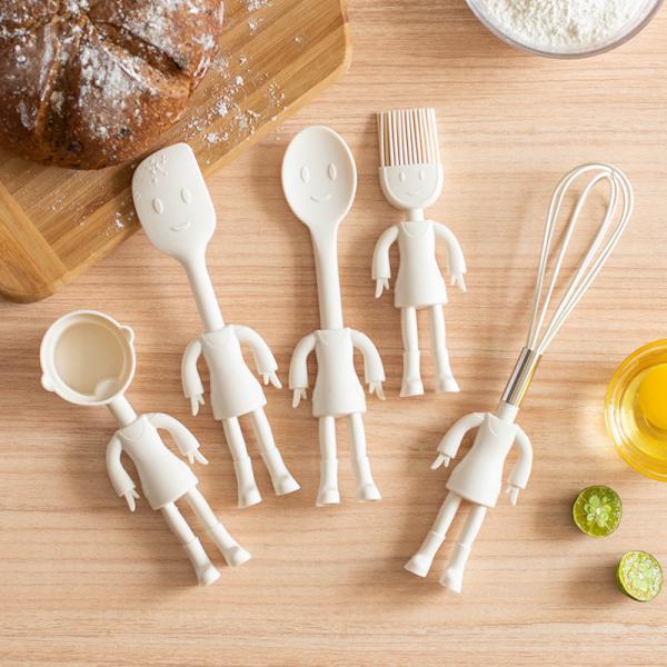 Country Kitchen Set Of Five Silicone MINI Kitchen Utensil Set Silicone Kitchen Baking Tools  Whisk Tong, Spatula, Spoon