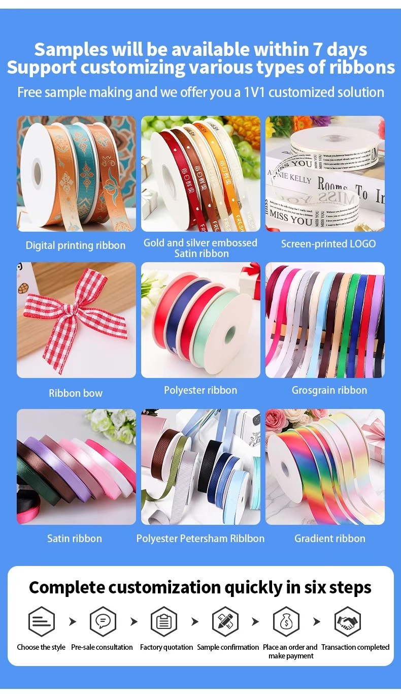 Wholesale Custom Flower Packing Gift Ribbon Bow Satin Ribbon for Decoration