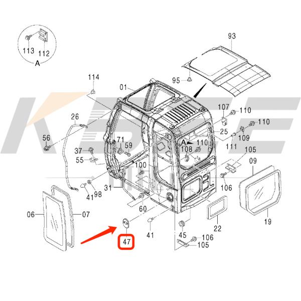 HITACHI 4456654 DOOR CATCH COVER FOR ZX120 ZX180 ZX200 ZX250 ZX330