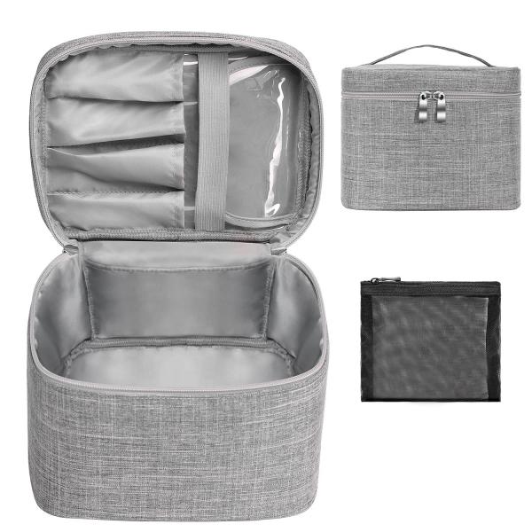 Waterproof and shockproof Makeup Bag Travel Makeup Bag Storage Bag with Mesh Bag Brush Holder Makeup Bag Women's