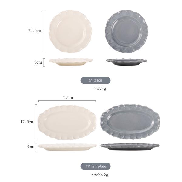 Solid Color Dinnerware Set Nordic Style Ceramic Plates And Bowls With Sunflower Shape