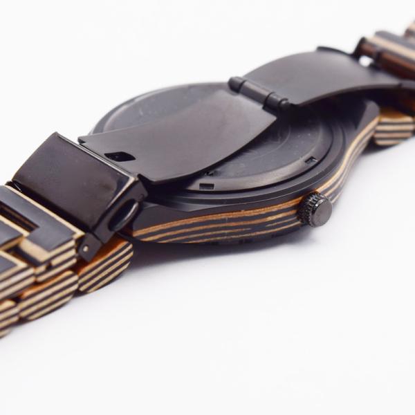 Skateboard 45mm Waterproof Wood Watch For Men 3ATM Quartz Chinese Movement