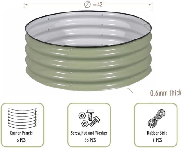 Galvanized Planter Garden Boxes Outdoor Galvanized Steel Round Raised Garden Planter 3.5x0.92 Ft