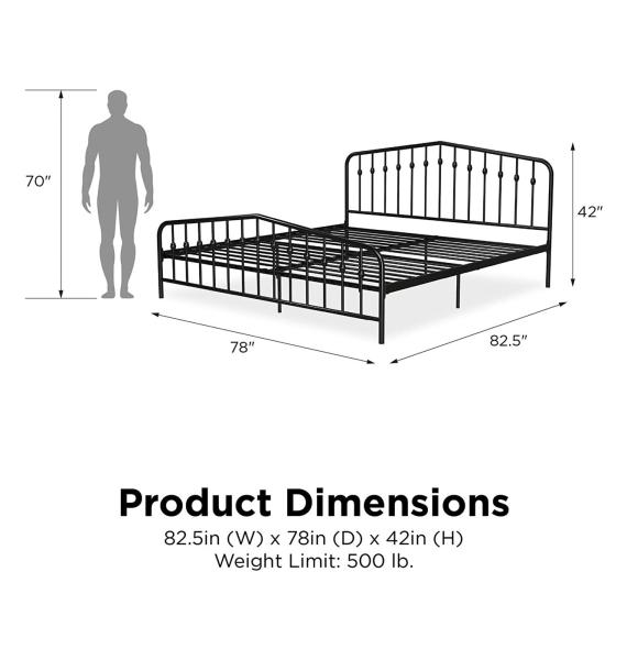 Antiwear Practical Queen Metal Bed , Multipurpose Metal Platform Bed Queen