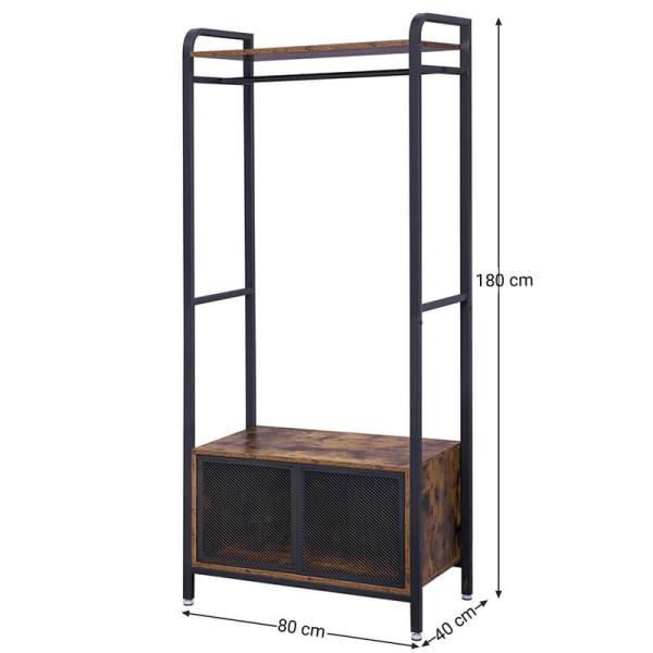Open Wardrobe with Cabinet, Industrial Open Wardrobe, Storage Wardrobe for Bedroom, Drawer Dresser, XHSR22BX