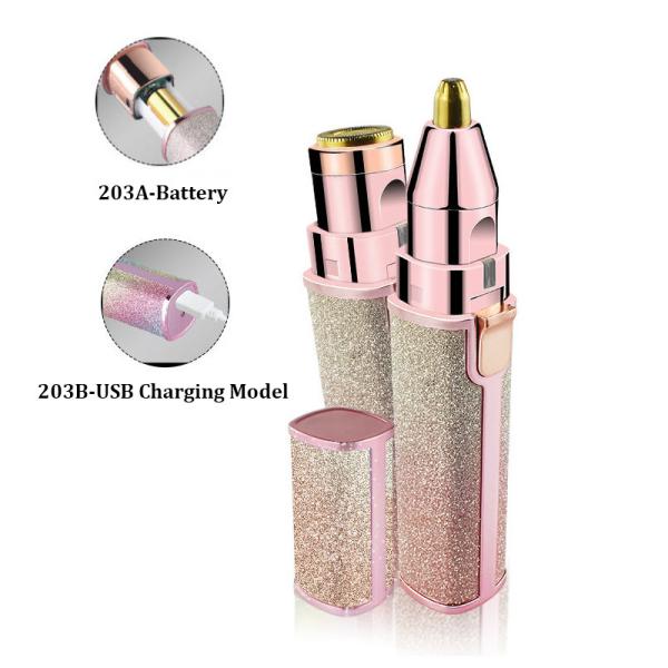 Women Portable Eyebrow Trimmer Facial Hair Removal 2 In 1 Painless Hair Shaver