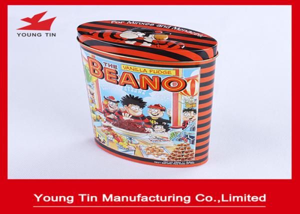 Metal Candy Packaging Oval Tin Box , Tin Containers With Custom Logo Printing and Embossing