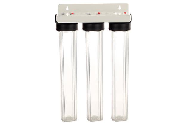 20'' slim triple sump clear  water filter housings with 3/4 inch in/out port