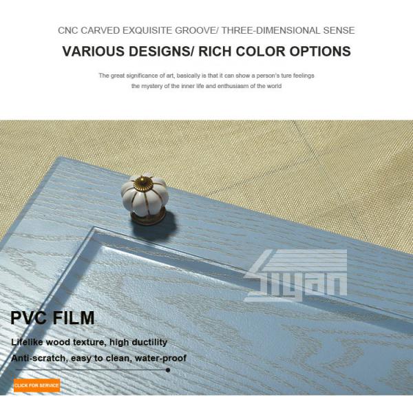 Melamine Shaker Kitchen Cabinet Doors Custom Design Wood Grain Pvc Film
