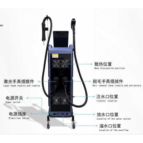 Eliminación de vello con láser de diodo Rejuvenecimiento de la piel Máquina de belleza Pico láser 2 en 1