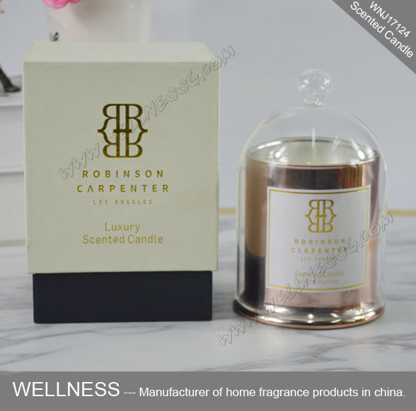 luxury domed soy wax candle with gold glass jar and gift box