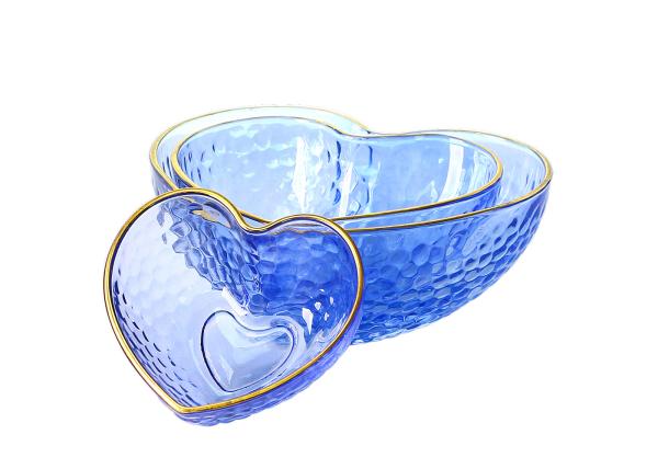 10cm Centrifugal Casting Heart Shaped Bowls, Lead Free Salad Bowel Set with Gold Rim