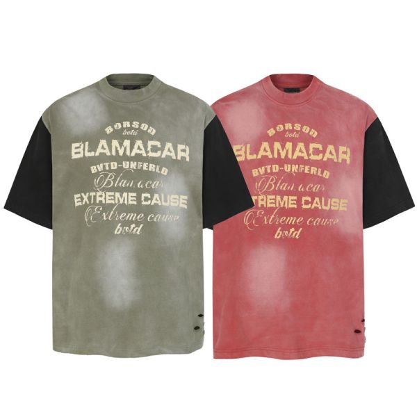 Customized Retro Vintage Gradient 100% Cotton Breathable Short Sleeve Men's Summer Loose Oversized Fit T-Shirt 280g Letter