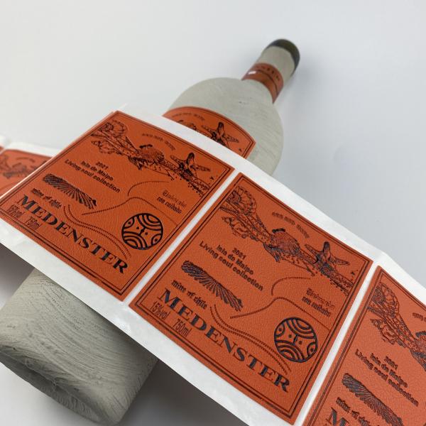 Custom Champagne Labels Gold Foil Logo Gift Wedding Party Red Wine Packaging Leather Labels Sticker
